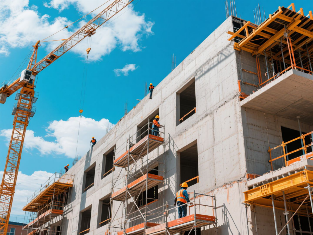 Foundation and structural work at a commercial building project site - TGT Construction