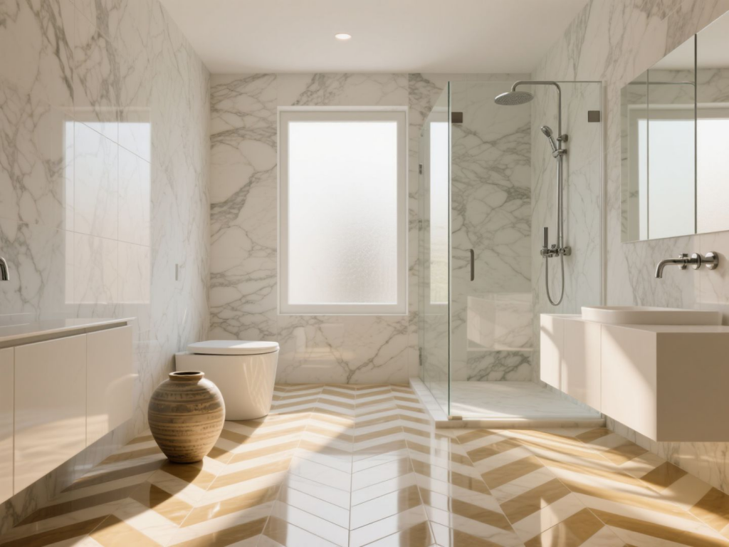 bathroom/toilet tile laying renovation result - Professional design by TGT Construction